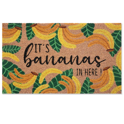 First Concept 18 in. W X 30 in. L Multi-Color Its Bananas In Here Coir Door Mat