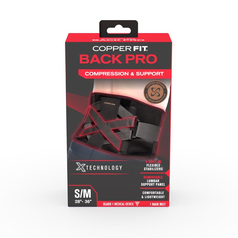 Copper Fit Back Pro Black Power X Straps Technology Compression Back Support Belt 1 pk 1 pk