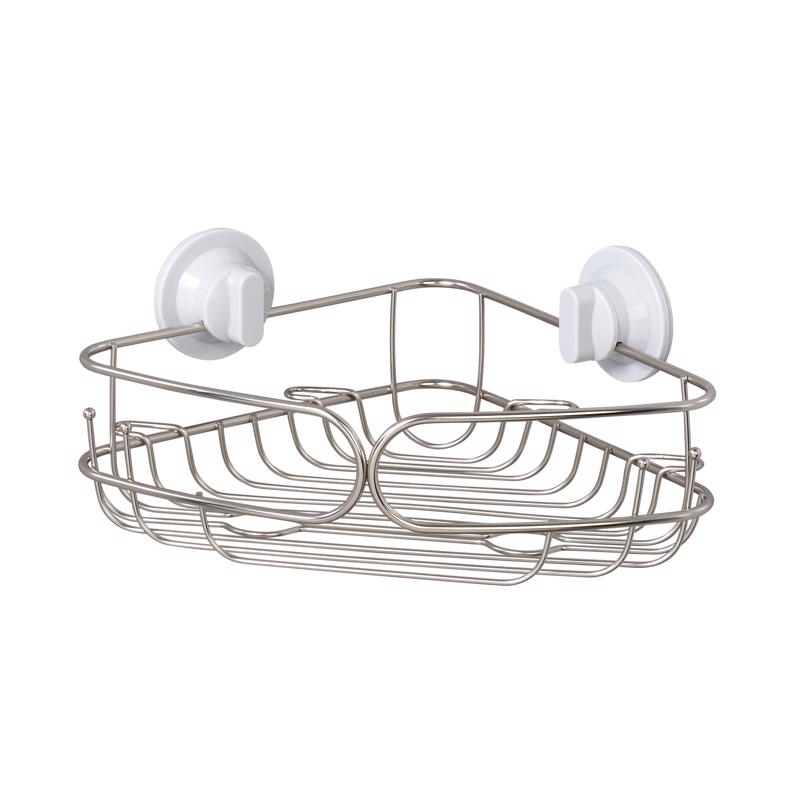Zenna Home Chrome Silver Stainless Steel Corner Basket (Pack of 2)