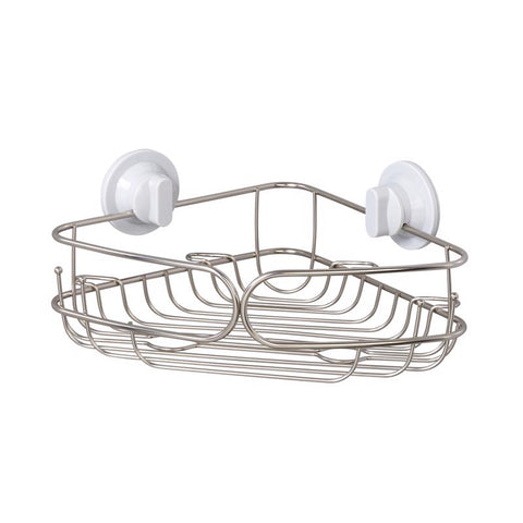 Zenna Home Chrome Silver Stainless Steel Corner Basket (Pack of 2)