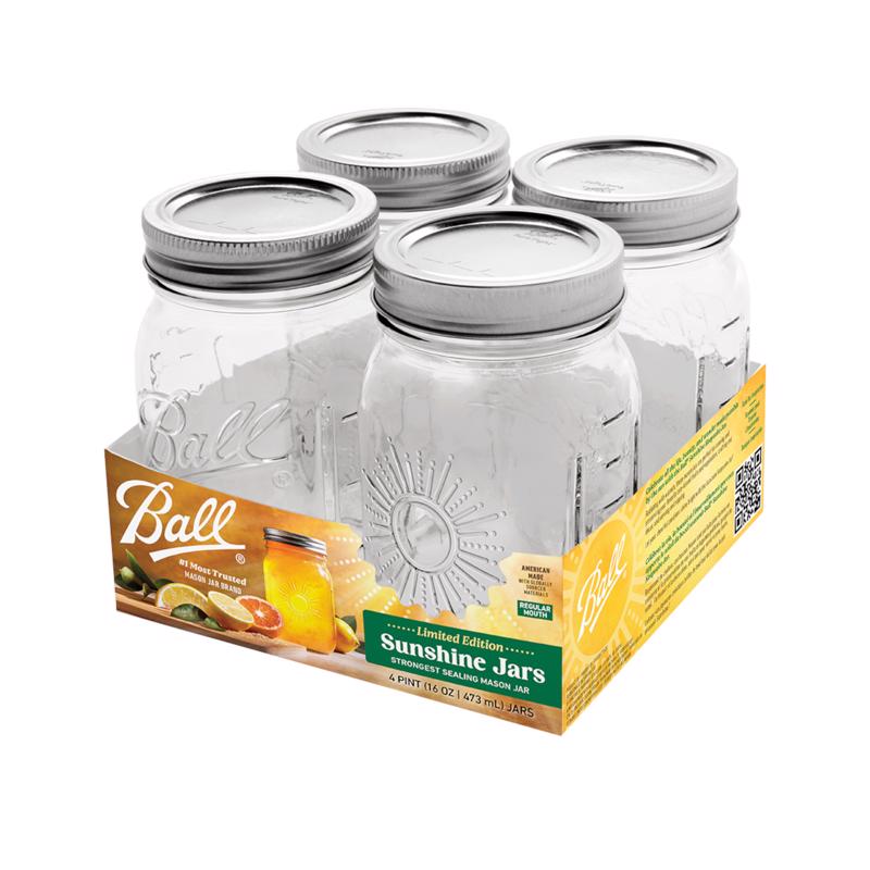 Ball Sunshine Regular Mouth Mason Jar 16 oz 4 pk (Pack of 4)
