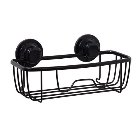 Zenna Home Cesta con ventosa negro mate de 3 pulg. de alto x 10 pulg. de ancho x 5 pulg. de largo