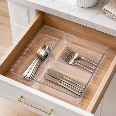 Organizador de cajones de plástico Core Home de 9,1 pulg. de alto × 9,1 pulg. de ancho × 2,2 pulg. de profundidad