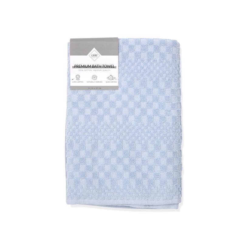 Core Home Blue Cotton Checkered Bath Towel 1 pc (Pack of 6)