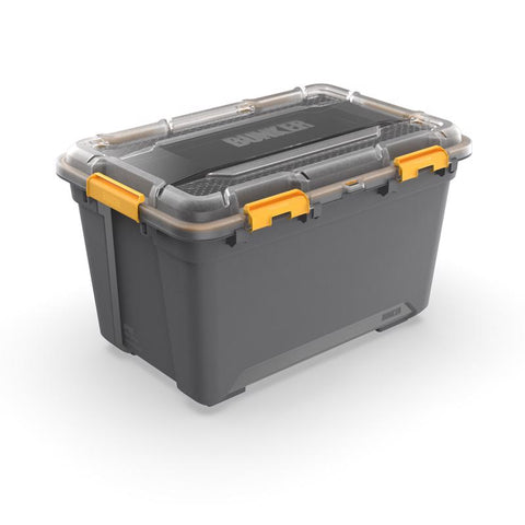 Ezystorage Bunker Gasket 20 gal Gray/Yellow Storage Tote w/Latching Lid 15.4 in. H X 18.5 in. W X 27 (Pack of 6)