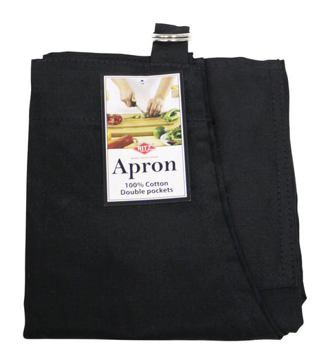 Ritz 2 pocket Black Cotton Solid Apron (Pack of 3)
