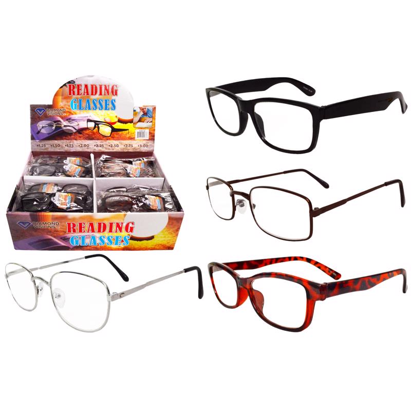 Diamond Visions Reading Glasses Unisex Assorted Strength (Pack of 48)