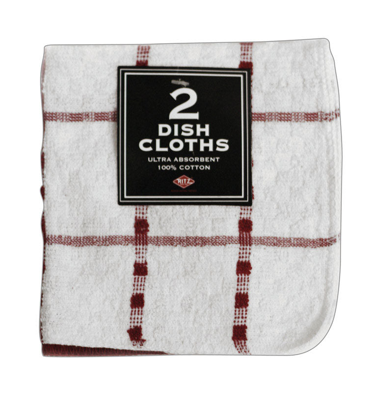 Ritz Paprika Cotton Check/Solid Dish Cloth 2 pk (Pack of 3)