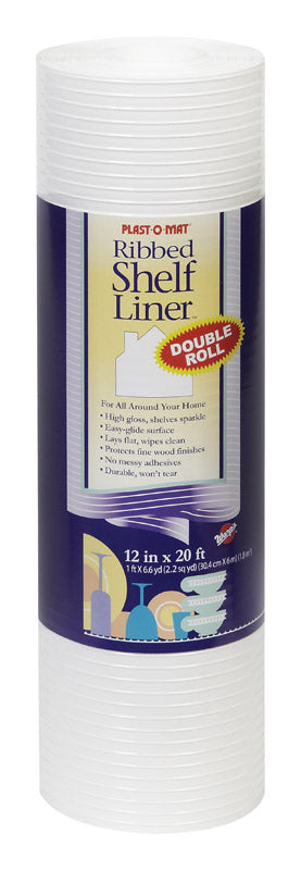 Protector de estantes blanco acanalado sin adhesivo Plast-O-Mat de Warp, 20 pies de largo x 12 pulgadas de ancho