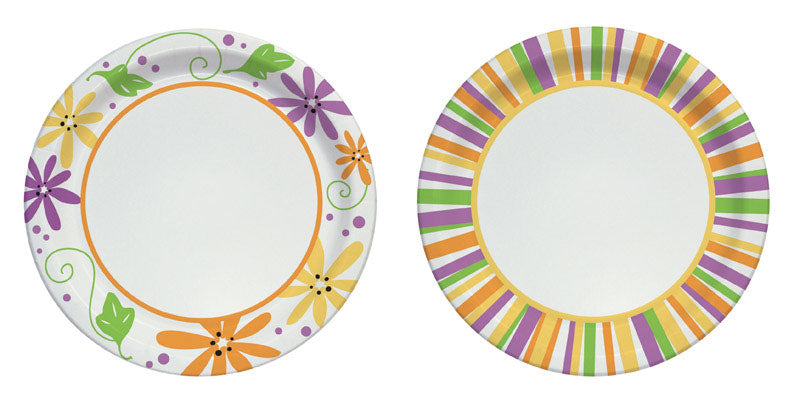 Solo Paper Mixed Garden Party Stripes and Flowers Design Plate 7 in. D 48 pk (Pack of 12)