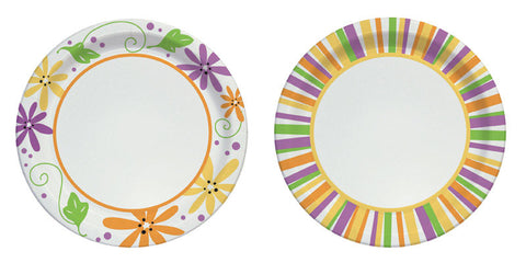 Solo Paper Mixed Garden Party Stripes and Flowers Design Plate 7 in. D 48 pk (Pack of 12)
