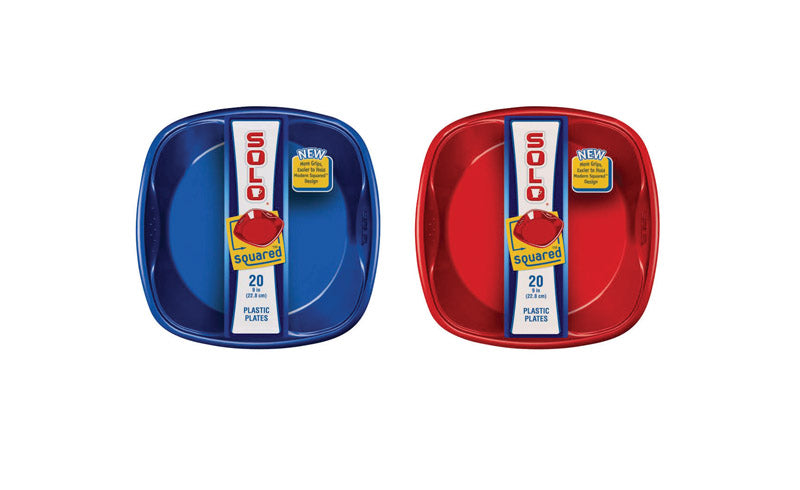 Solo Plastic Everyday Square Plates 20 pk (Pack of 12)