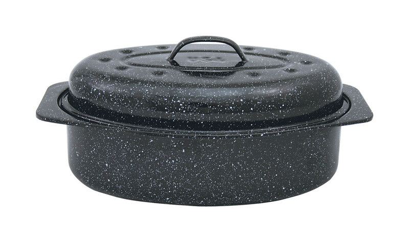 Granite Ware Porcelain Enamel Covered Roaster 7 lb Black (Pack of 2)