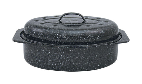 Granite Ware Porcelain Enamel Covered Roaster 7 lb Black (Pack of 2)