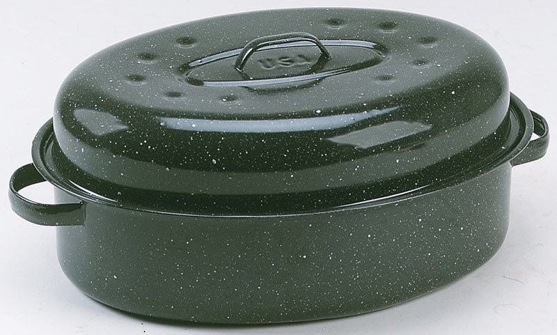 Granite Ware Porcelain Enamel Covered Roaster 7.18 qt Black (Pack of 2)