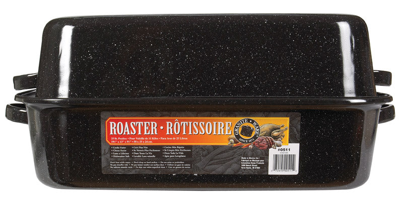 Granite Ware Porcelain Enamel Covered Roaster 25 lb Black (Pack of 3)