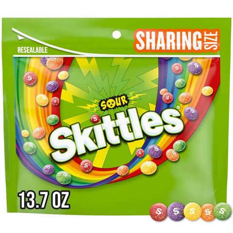 SKITTLES Sour Chewy Candy, Share Size, 13.7 Oz Bag