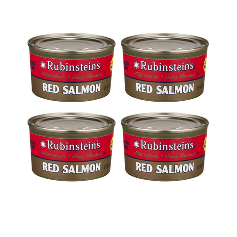 Rubinstein’s Wild Alaska Red Salmon, Fancy Blueback Sockeye, Canned Salmon, Kosher, 7.5 oz Can (Pack of 4)
