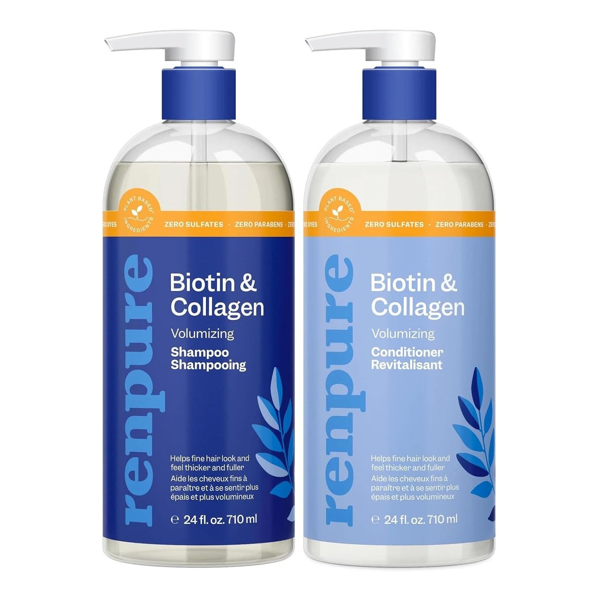Renpure Biotin & Collagen Thickening Shampoo & Conditioner Set, 24 oz