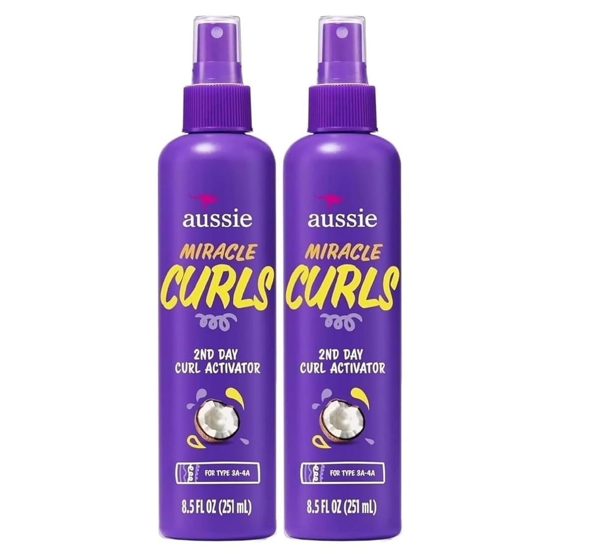 Aussie Miracle Curls 2nd Day Curl Activator Spray, 8.5 fl oz (2 Pack)