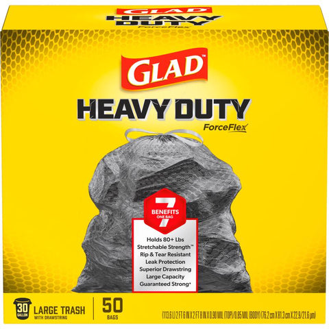 Glad ForceFlex 30 gal No Scent Trash Bags Drawstring 50 pk (Pack of 3)