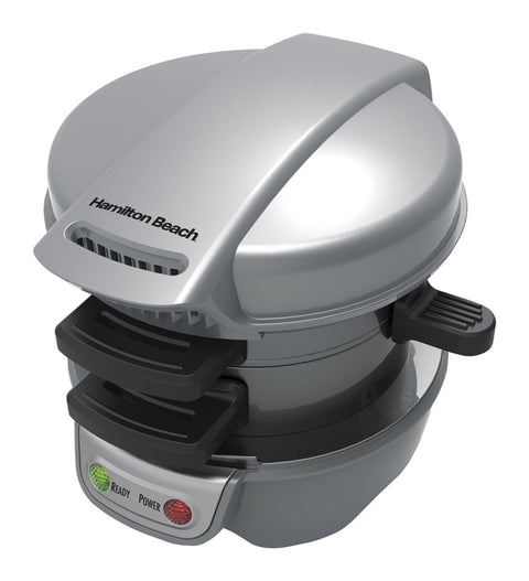 Hamilton Beach Gray Metal Nonstick Surface Breakfast Sandwich Maker