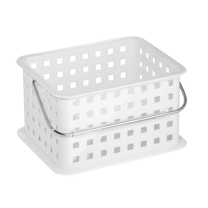 Cesta de almacenamiento blanca iDesign 7 pulg. de alto x 5 pulg. de ancho x 9.25 pulg. de profundidad (Paquete de 3)