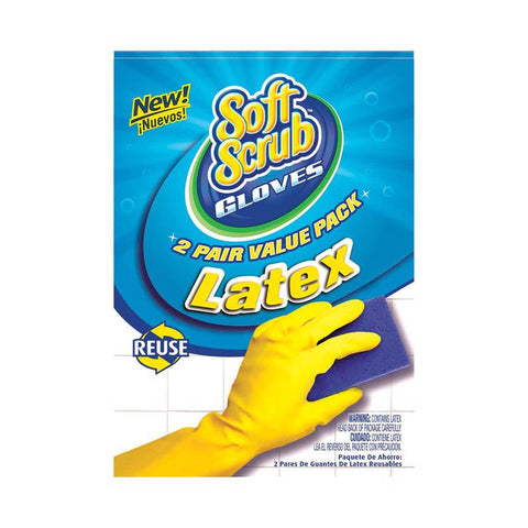 Soft Scrub Latex Cleaning Gloves XL Yellow 2 pair (Pack of 6)