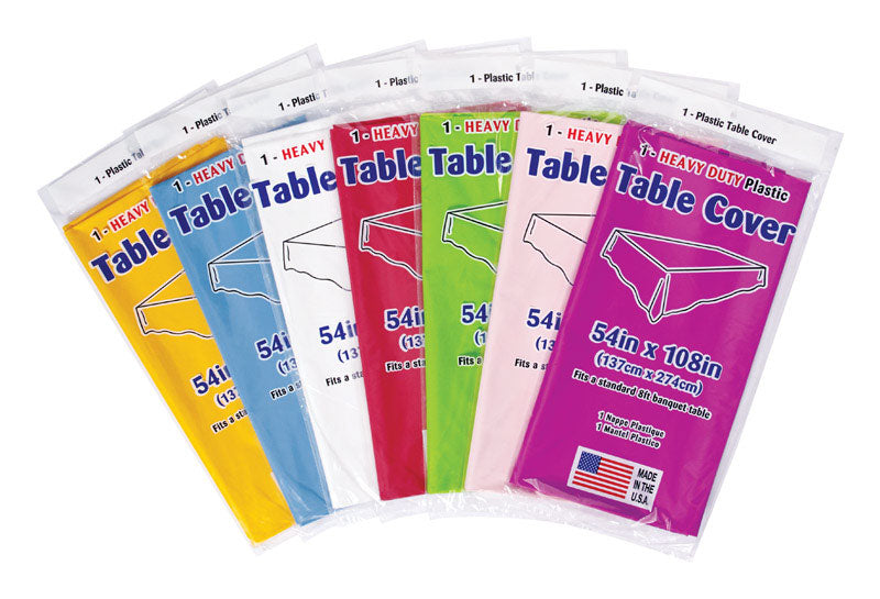 Diamond Visions Assorted Plastic Disposable Tablecloth 54 in. L X 108 in. W (Pack of 48)