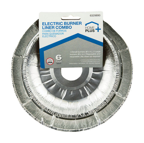 Home Plus Electric Burner Liner Silver 6 pk (Pack of 12)