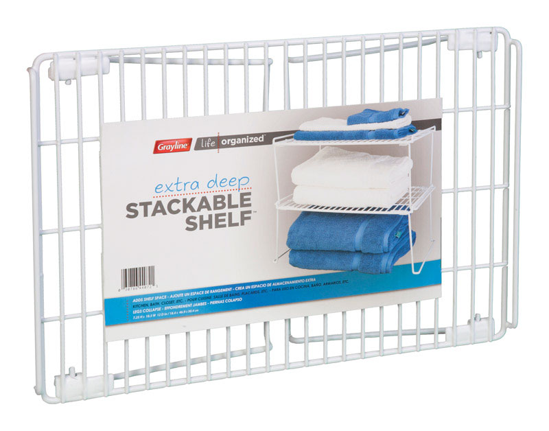 Grayline Life Organized 7.25 in. H X 18.5 in. W X 12 in. L PE Coated White Stackable Shelf