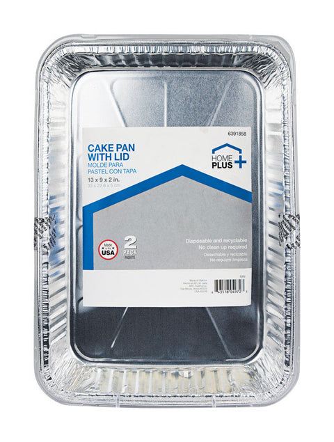 Home Plus Durable Foil 9 in. W X 13 in. L Cake Pan Silver 2 pk (Pack of 12)