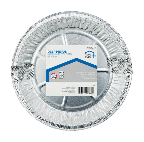 Home Plus Molde para pastel de aluminio duradero 8-1/4 pulg. de ancho x 8-1/4 pulg. de largo y profundidad, plateado, paquete de 3 (paquete de 12)