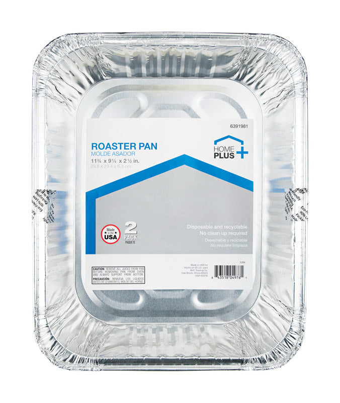 Home Plus Durable Foil 9-1/4 in. W X 11-3/4 in. L Roaster Pan Silver 2 pk (Pack of 12)