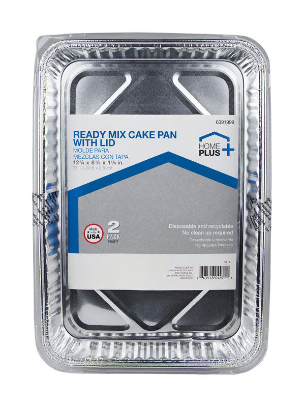 Home Plus Durable Foil 8-1/8 in. W X 12-1/4 in. L Cake Pan Silver 2 pk (Pack of 12)
