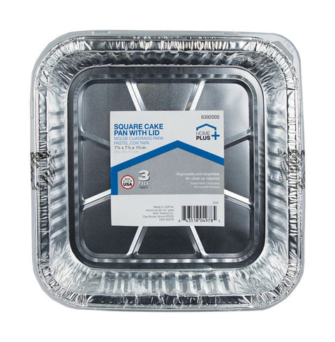 Home Plus Durable Foil 7-7/8 in. W X 7-7/8 in. L Cake Pan Silver 3 pk (Pack of 12)