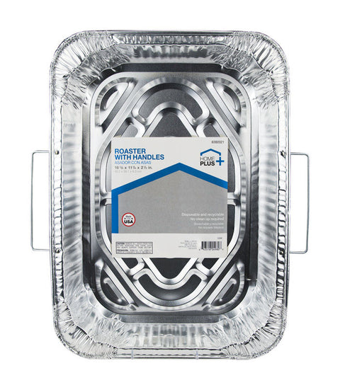 Home Plus Durable Foil 11-7/8 in. W X 16-5/8 in. L Roaster with Handles Silver 1 pc (Pack of 12)