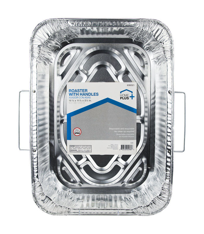 Home Plus Durable Foil 11-7/8 in. W X 16-5/8 in. L Roaster with Handles Silver 1 pc (Pack of 12)