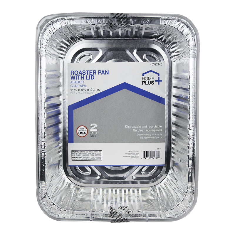 Home Plus Durable Foil 9-1/4 in. W X 11-3/4 in. L Roaster Pan Silver 2 pc (Pack of 12)