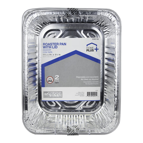 Home Plus Durable Foil 9-1/4 in. W X 11-3/4 in. L Roaster Pan Silver 2 pc (Pack of 12)