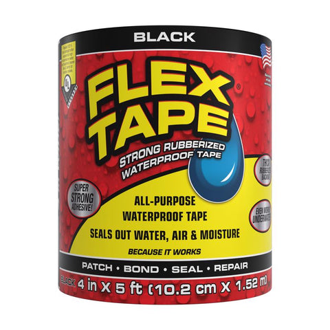 Flex Seal Family of Products Flex Tape 4 in. W X 5 ft. L Black Waterproof Repair Tape (Pack of 4)
