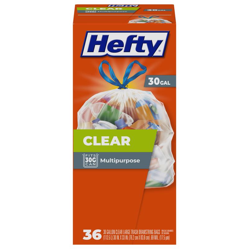 Hefty 30 gal No Scent Trash Bags Drawstring 36 pk (Pack of 6)