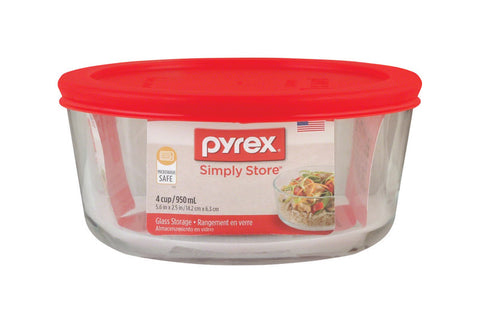 Recipiente transparente para almacenamiento de alimentos Pyrex de 4 tazas, paquete de 1 (paquete de 4)