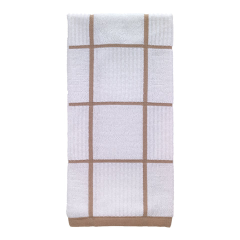 T-Fal Sand Cotton Checked Parquet Kitchen Towel 1 pk (Pack of 6)