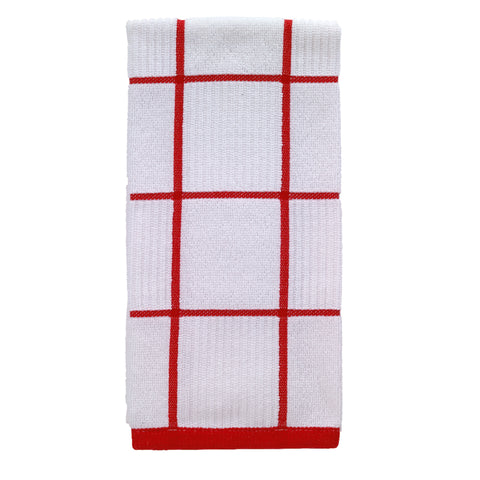 T-Fal Red Cotton Checked Parquet Kitchen Towel 1 pk (Pack of 6)