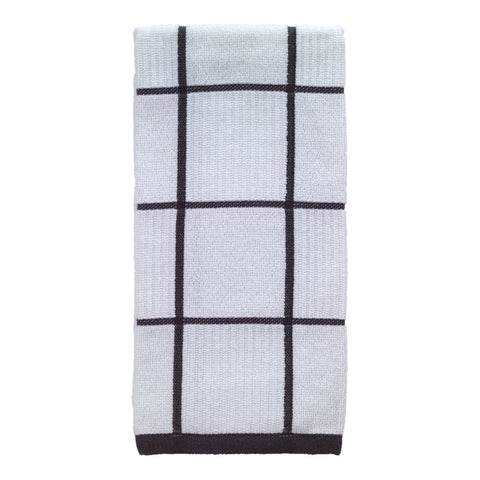 T-Fal Charcoal Cotton Checked Parquet Kitchen Towel 1 pk (Pack of 6)