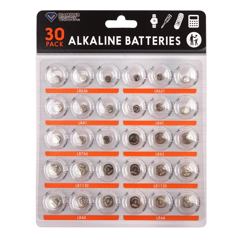 Diamond Visions Battery Solutions Alkaline Assorted 3 V Button Cell Battery 30 pk (Pack of 24)
