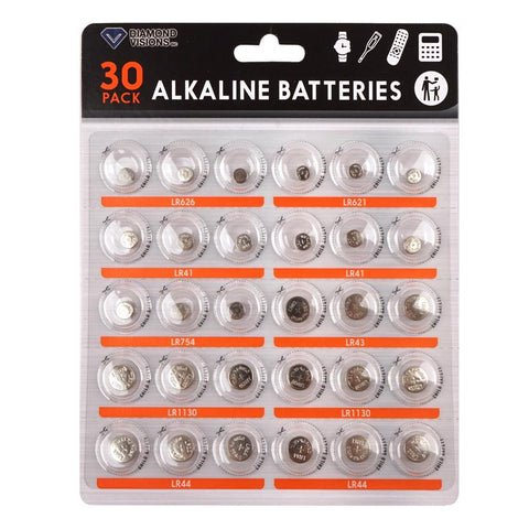 Diamond Visions Battery Solutions Alkaline Assorted 3 V Button Cell Battery 30 pk (Pack of 24)