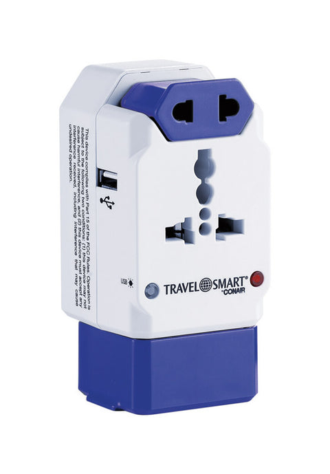 Travel Smart Conair Type A/B/C/E/F/G/I For Worldwide Adapter Plug w/USB Port