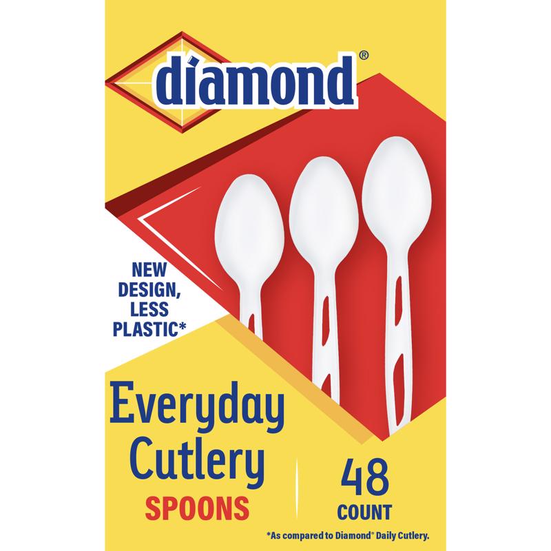 Diamond White Plastic Heavy Duty Spoons 48 pk (Pack of 12)
